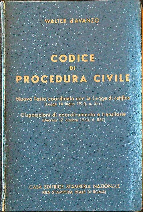 Codice di procedura civile - Walter D'Avanzo - copertina