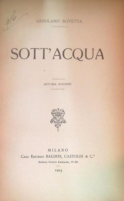 Sott'acqua - Gerolamo Rovetta - copertina