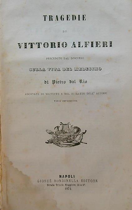 Tragedie - Vittorio Alfieri - copertina