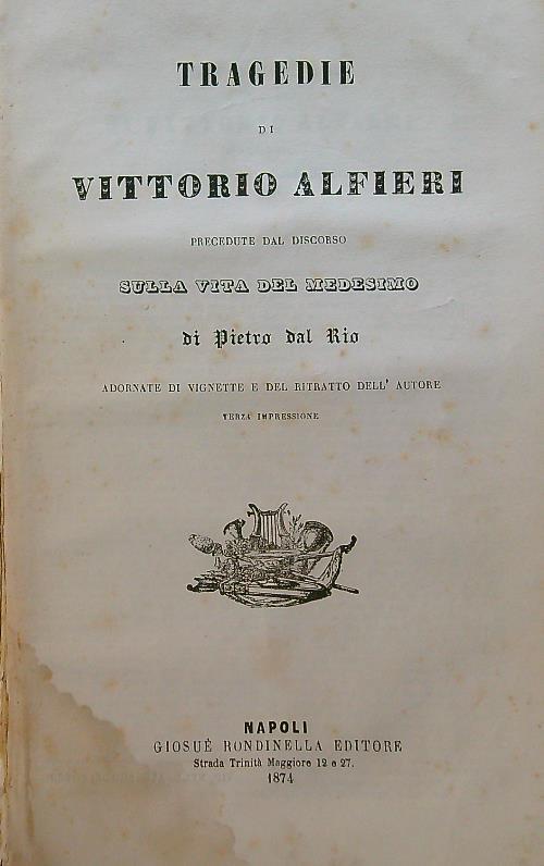 Tragedie - Vittorio Alfieri - copertina