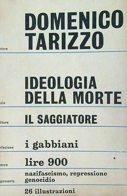 Ideologia della morte - Domenico Tarizzo - copertina