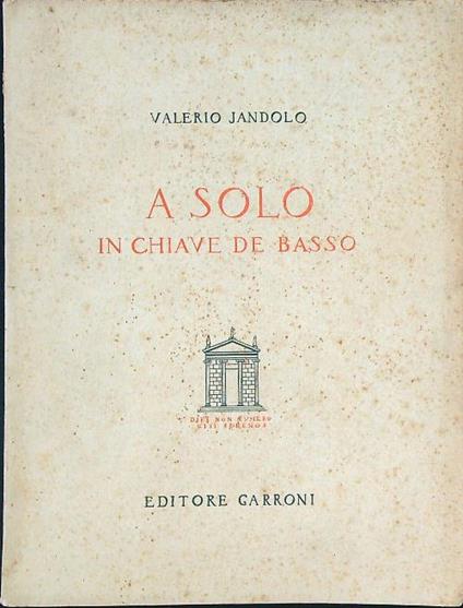 A solo in chiave de basso - Valerio Jandolo - copertina