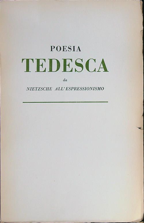 Poesia tedesca volume primo. Da Nietzsche all'espressionismo - Rodolfo Paoli - copertina