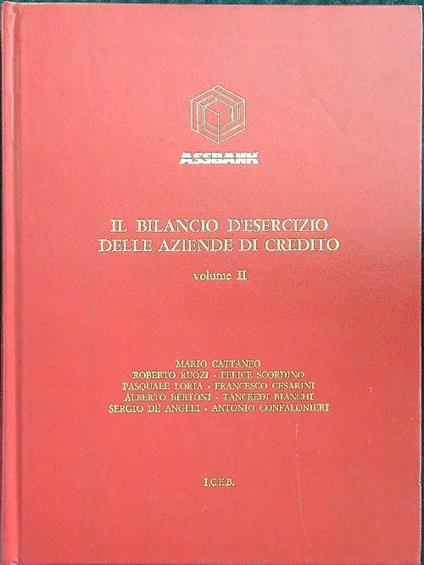 Il bilancio d'esercizio delle aziende di credito vol.II - copertina