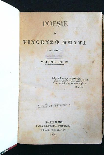 Poesie - Vincenzo Monti - copertina