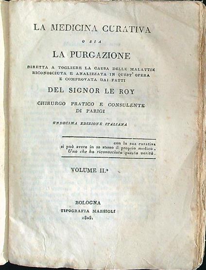 La medicina alternativa ossia la purgazione vol. II - A. Le Roy - copertina