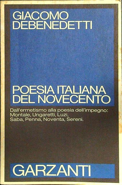 Poesia italiana del novecento - Giacomo Debenedetti - copertina