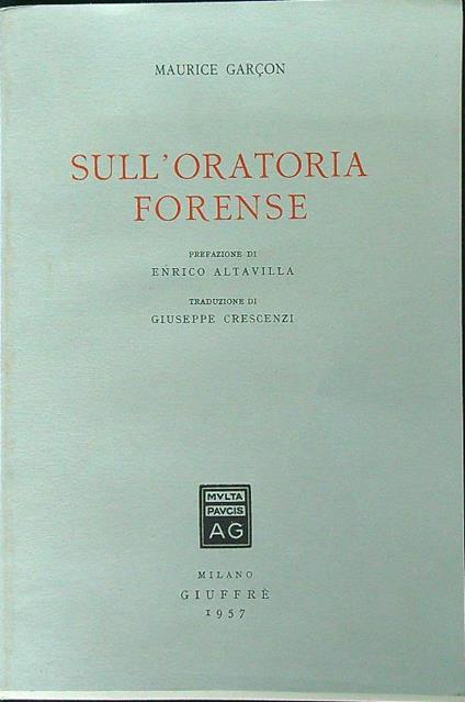 Sull'oratoria forense - Maurice Garcon - copertina