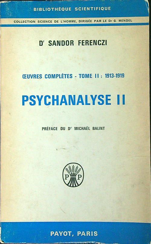 Psychanalyse II - Sándor Ferenczi - copertina