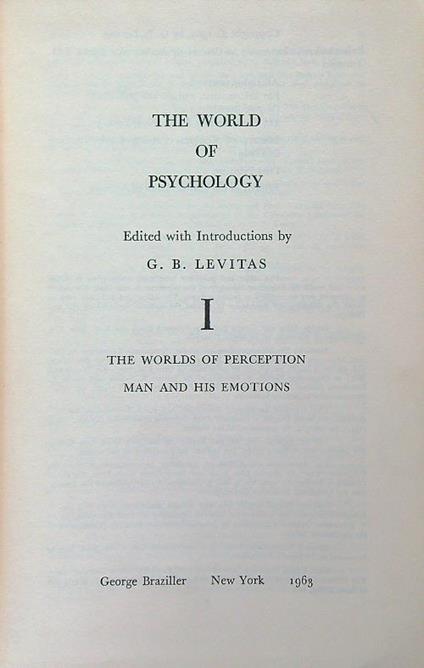 The world of psychology vol. I - G.B. Levitas - copertina