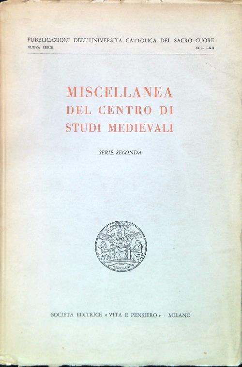 Miscellanea del centro di studi medievali - Serie seconda - copertina