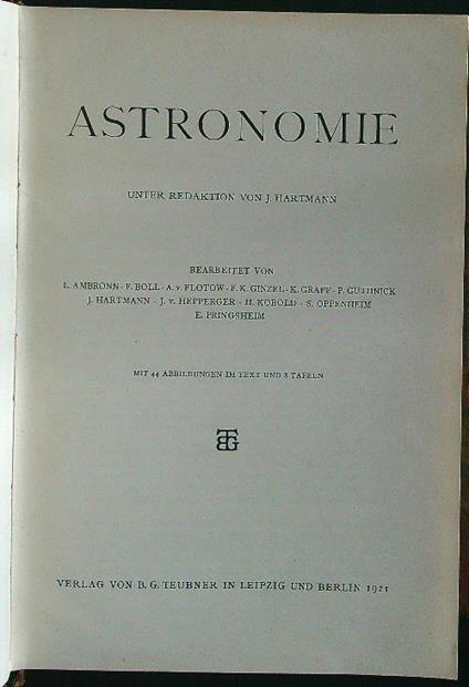 Astronomie - L. M. Hartmann - copertina