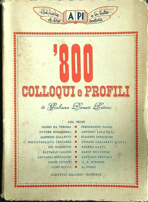 '800 colloqui e profili - Giuliano Donati Petteni - copertina