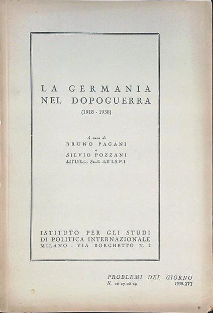 La Germania nel dopoguerra 1918-1938 - Pagani - copertina