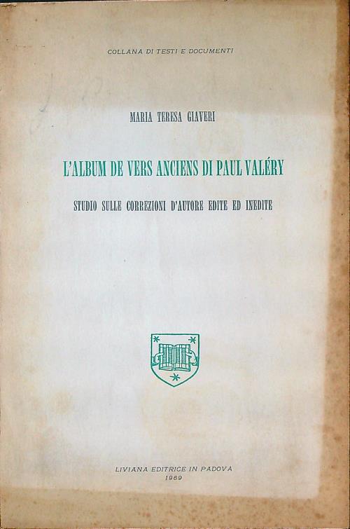 L' album de vers anciens di Paul Valery - Maria Teresa Giaveri - copertina