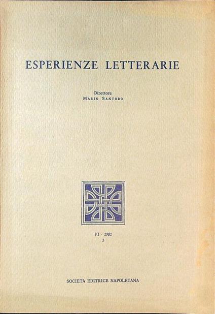 Esperienze letterarie n. 3/1981 - Mario Santoro - copertina