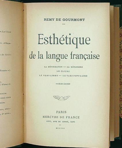 Esthetique de la langue francaise - Remy de Gourmont - copertina