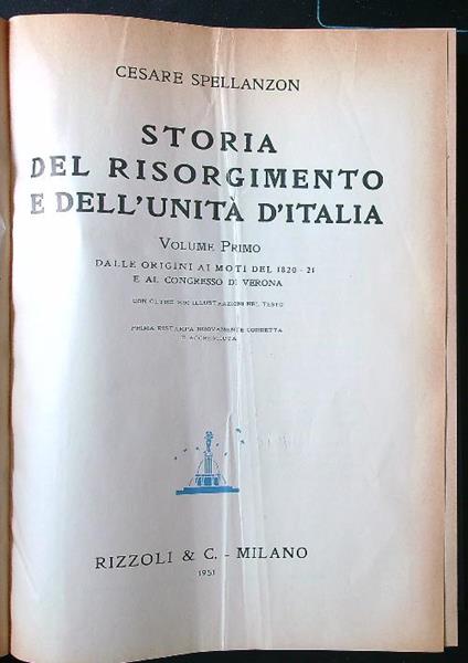 Storia del Risorgimento e dell'Unità d'Italia 5 vv - Cesare Spellanzon - copertina