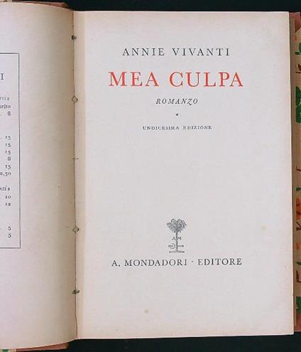 Mea culpa - Annie Vivanti - copertina