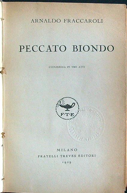 Peccato biondo - Arnaldo Fraccaroli - copertina