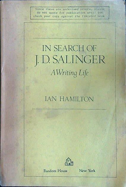In search of J.D. Salinger - Ian Hamilton - copertina