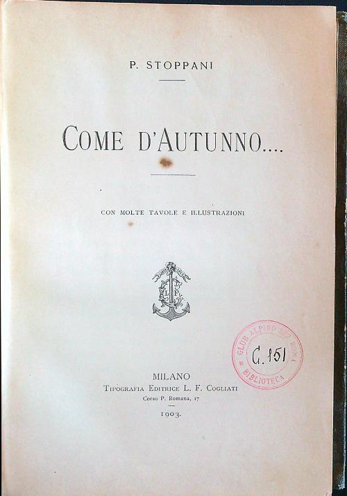 Come d'autunno... - P. Stoppani - copertina