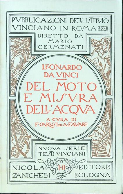 Del moto e misura dell'acqua vol. I tomo II - Leonardo da Vinci - copertina