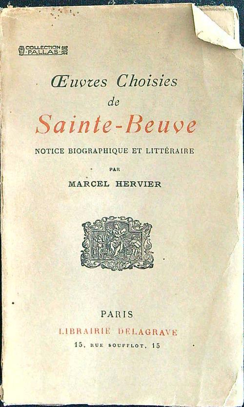 Oeuvres choisies de Sainte-Beuve - Marcel Hervier - copertina