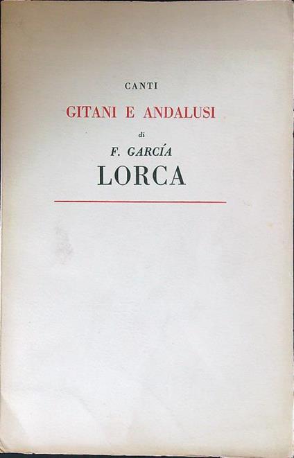 Canti gitani e andalusi - F. Garcia Lorca - copertina