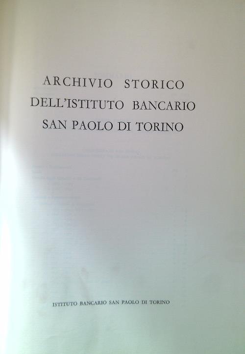 Archivio storico dell'istituto bancario San Paolo di Torino - copertina