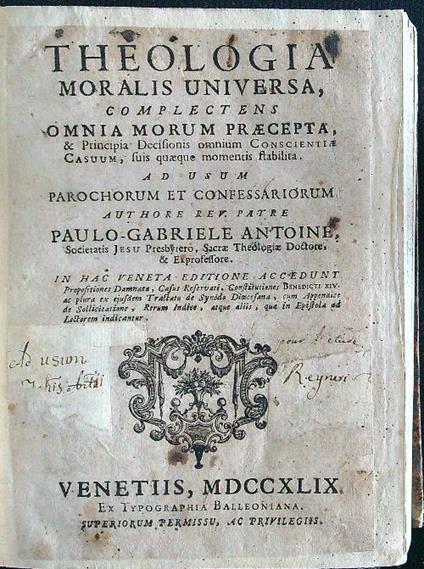 Theologia moralis universa - Paulo-Gabriele Antoine - copertina