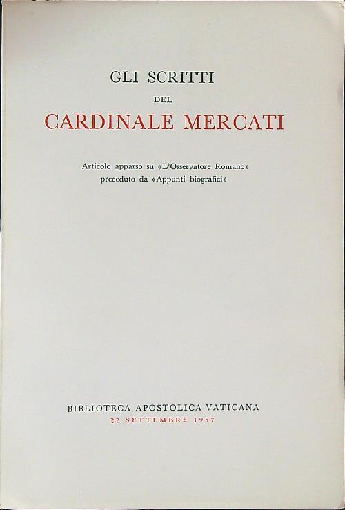 Gli scritti del Cardinale Mercati - copertina