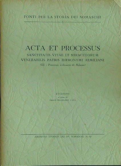 Acta et processus - Carlo Pellegrini - copertina