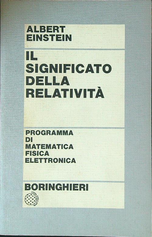 Il significato della relatività - Albert Einstein - copertina