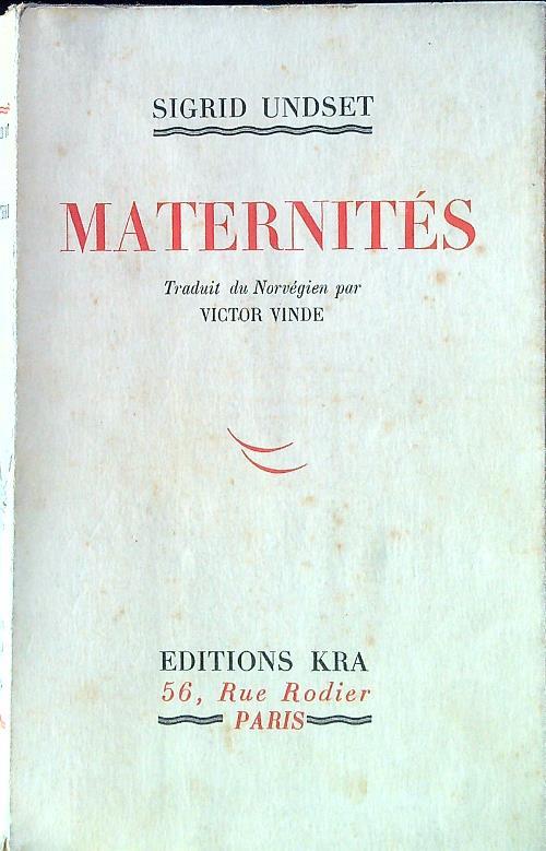 Maternités - Sigrid Undset - copertina