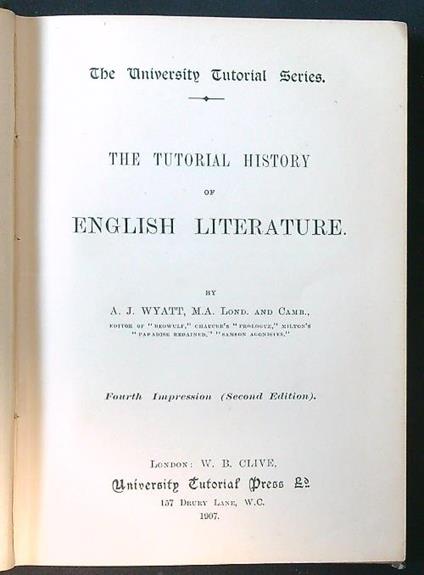 The tutorial history of English literature - copertina
