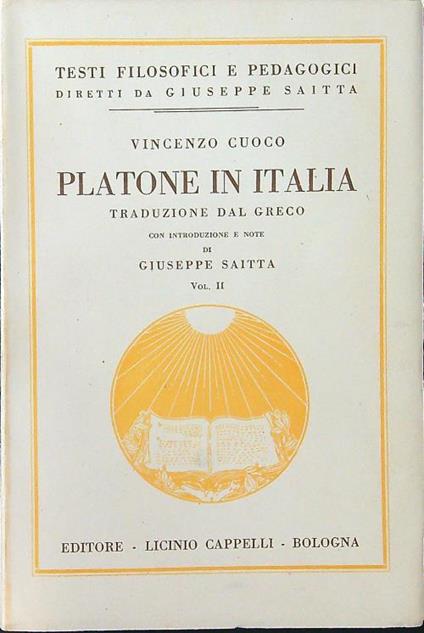 Platone in Italia vol. II - Vincenzo Cuoco - copertina