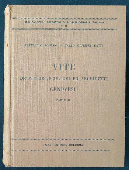 Vite de' pittori, scultori ed architetti genovesi - parte II - copertina