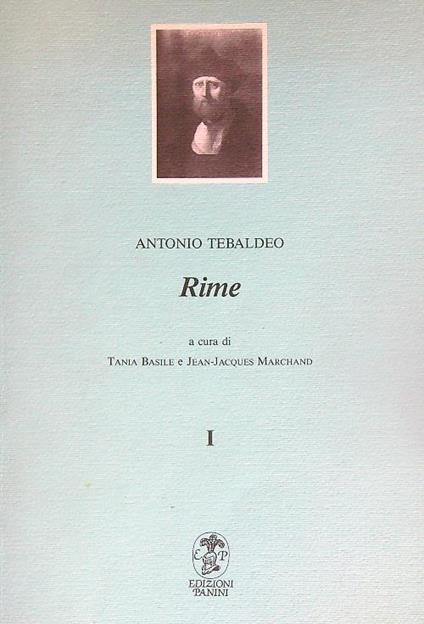 Rime I - Antonio Tebaldeo - copertina