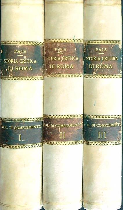 Ricerche sulla storia e sul diritto pubblico di Roma. 3vv - Ettore Pais - copertina