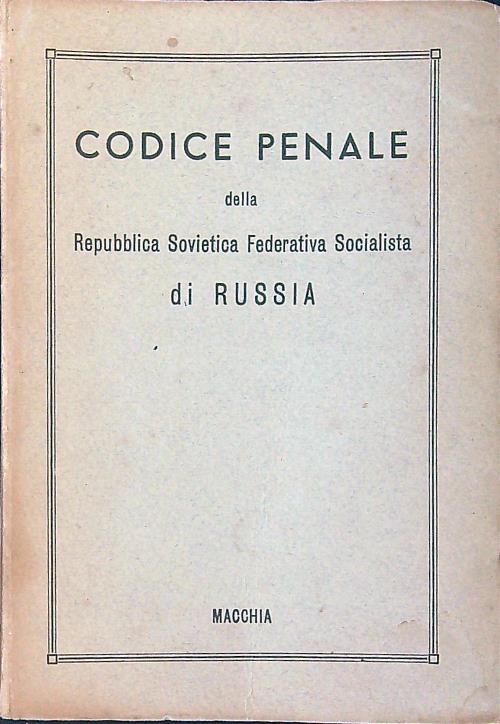 Codice penale della Repubblica Sovietica Federativa Socialista di Russia - copertina