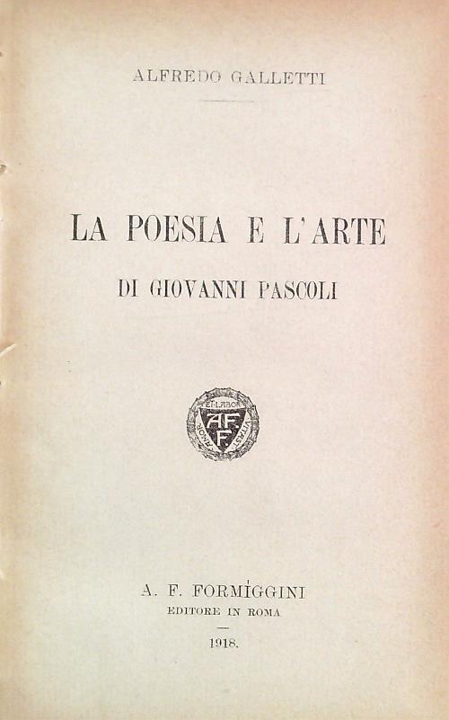 La poesia e l'arte - Alfredo Galletti - copertina