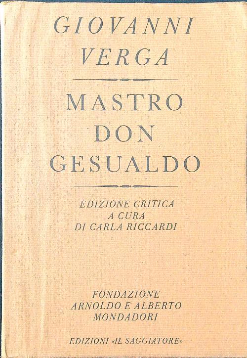 Mastro Don Gesualdo - Giovanni Verga - copertina