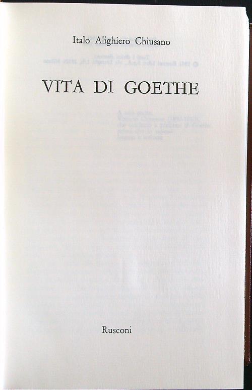 Vita di Goethe - Italo Alighiero Chiusano - copertina