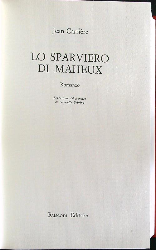 Lo sparviero di Maheux - Jean Carriere - copertina