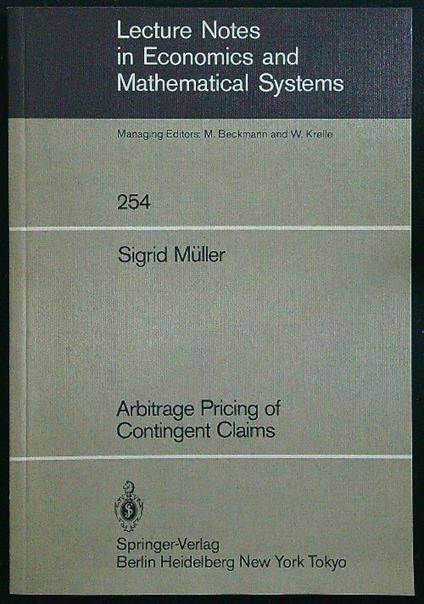 Lecture notes in economics and mathematical systems - Sigrid Muller - copertina