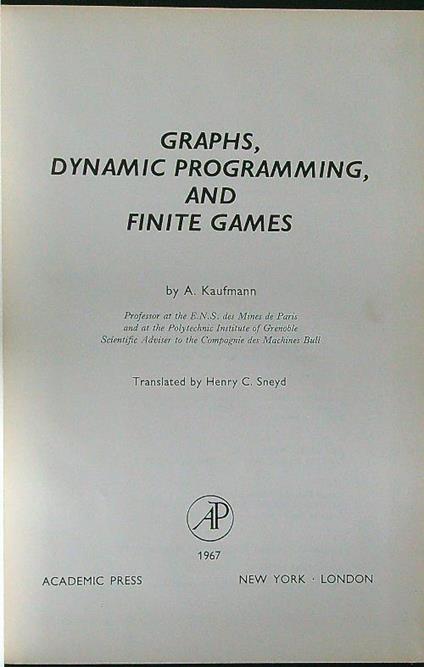 Graphs, dynamic programming, and finite games - Kaufmann - copertina