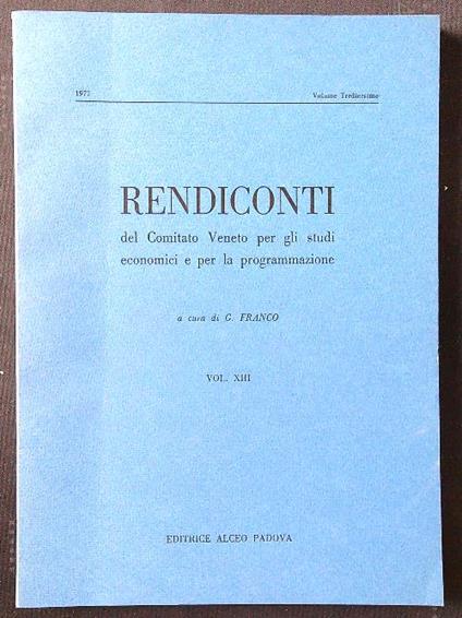 Rendiconti del Comitato Veneto studi economici e programmazione - G. Franco - copertina