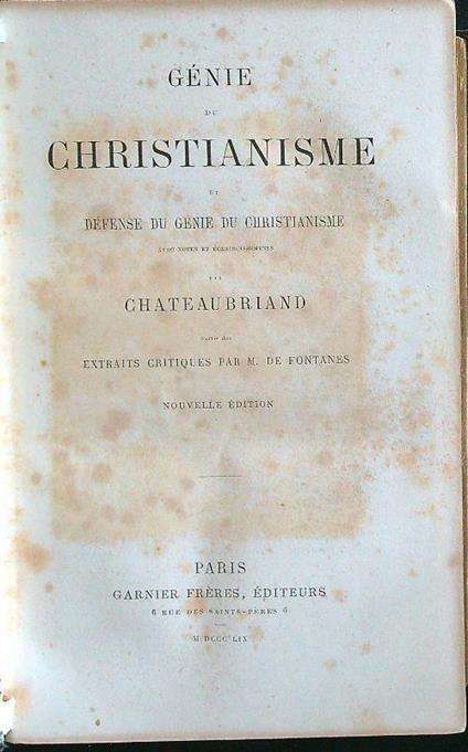 Genie du christianisme - Chateaubriand - copertina