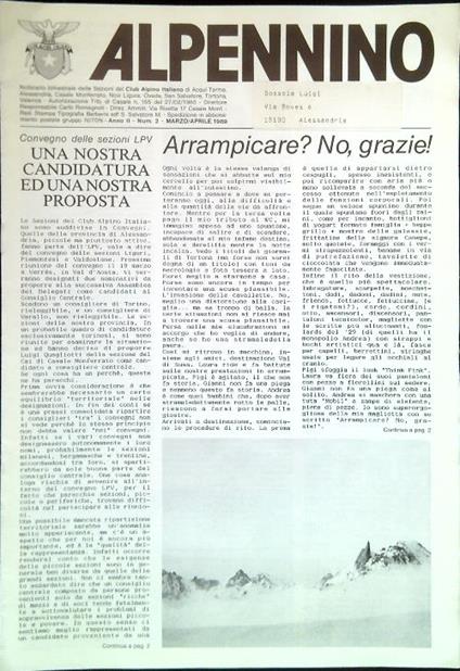 Alpennino. Anno II, Num. 2/Marzo Aprile 1989 - copertina